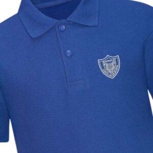 Ysgol glan morfa navy royal blue top polo shirt with logo - school uniform