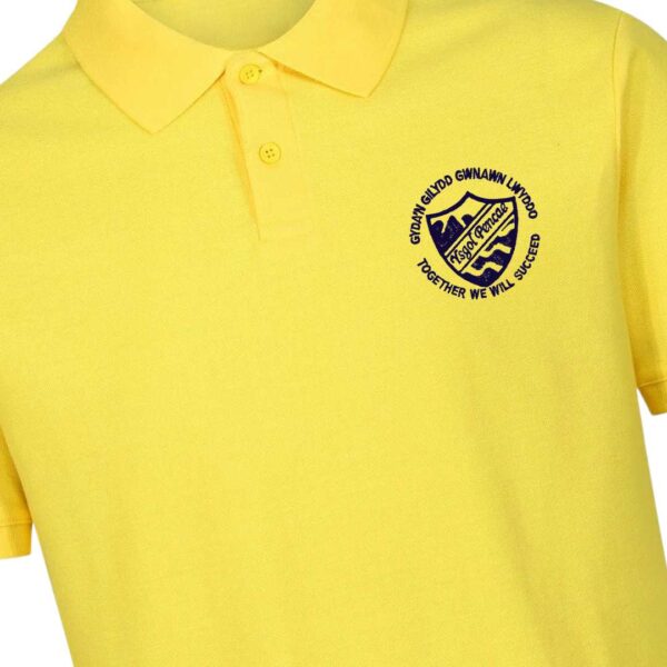 ysgol pencase top polo shirt yellow with logo - school uniform