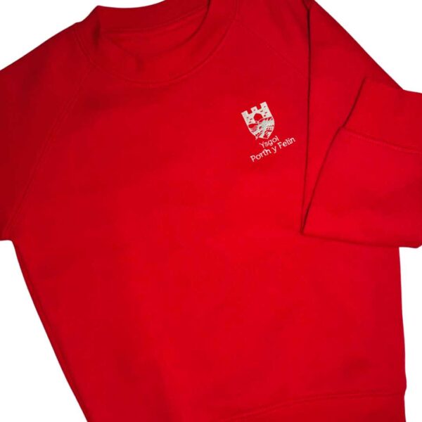 Ysgol Porth y Felin red sweatshirt jumper with logo - school uniform