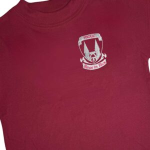 Ysgol Betws yn Rhos PE sports t shirt top maroon with logo - school uniform