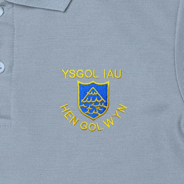 ysgol iau hen golwyn sky blue polo shirt top with logo - school uniform