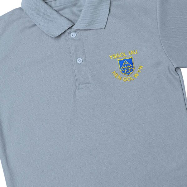 ysgol iau hen golwyn sky blue polo shirt top with logo - school uniform