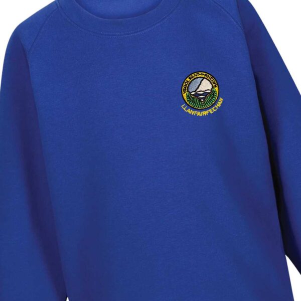 ysgol pant y rhedyn school jumper sweatshirt blue royal with logo - school uniform