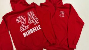 red leavers school hoodie jumper printed back personalised back 2025