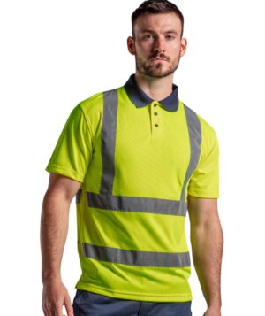 Pro RTX High Visibility Polo Shirt personalised company business polo high vis shirt top with logo front back print embroidery high quality north west wales