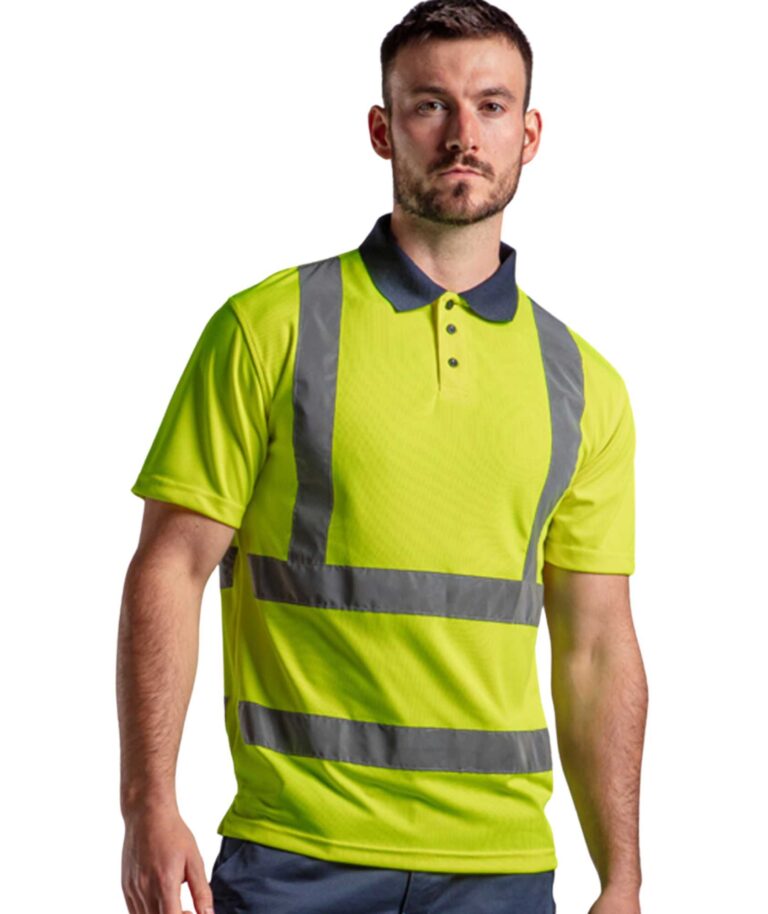 Pro RTX High Visibility Polo Shirt personalised company business polo high vis shirt top with logo front back print embroidery high quality north west wales