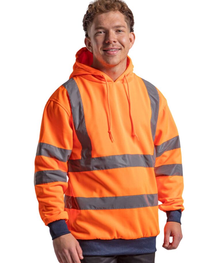 Pro rtx high visibility two tone hoodie personalised customised work team wear hoodie high vis front back print embroidery high quality north west wales