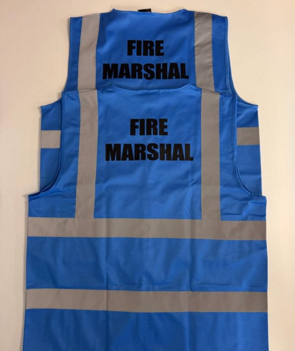 personalised coompany business high vis vest with logo print front back large high quality north west wales dark blue