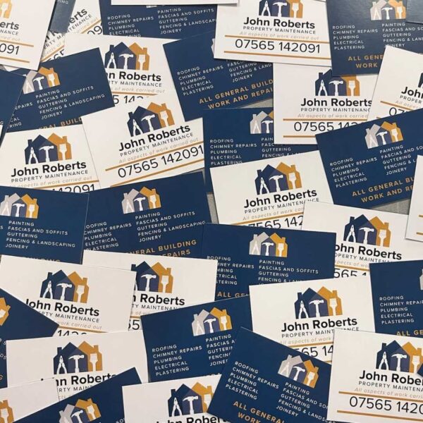 printing and merchandise companu personalised with logo north west wales business caards double sided print