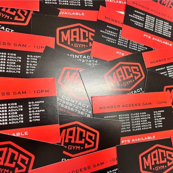 printing and merchandise companu personalised with logo north west wales business cards black red high quality