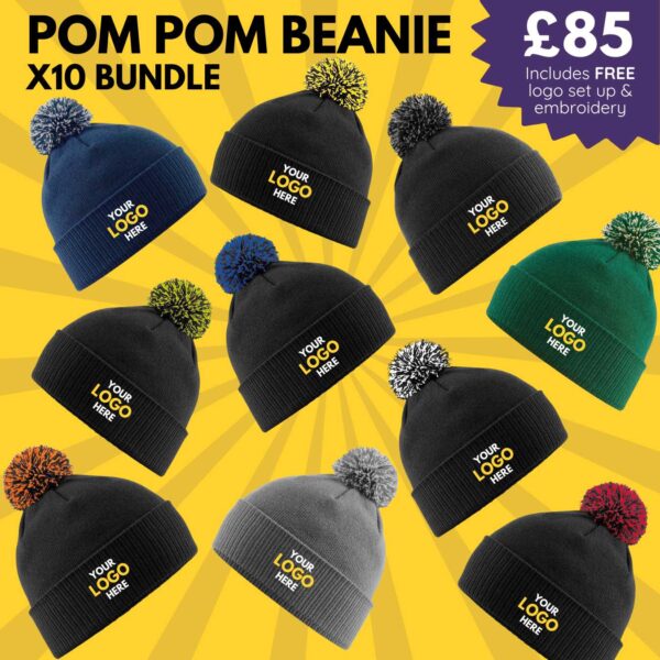 10 Pom Pom Beanie Bundle