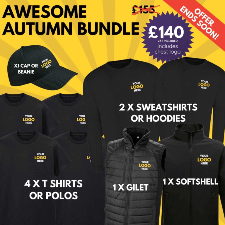 awesome autumn bundle workwear bundle logo embroidered print north west wales affordable