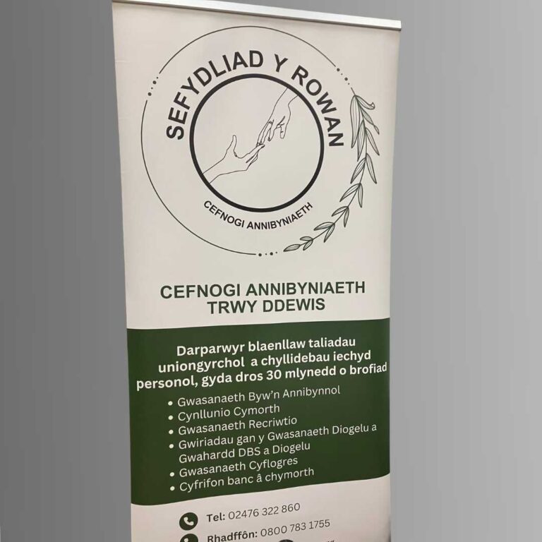 persoanalised branded merch items for event exhibition north west wales affordable high quality logo flyers bvusinesss cards posters signs migs pens lanyards pull up banner