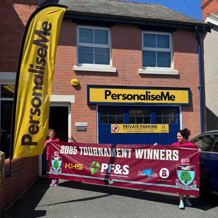 personalised branded banners for teams sports event north west wales