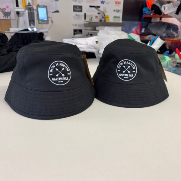 personalised branded workwear bucklet hats with logo north west wales beidge sand black black