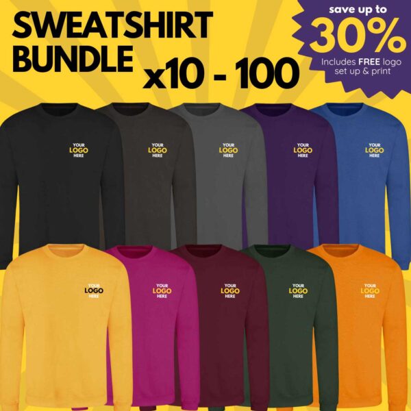 personalised companyy business sweatshirt work team weat with logo print embroidery north west wales bundle