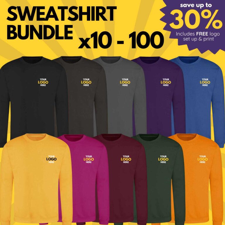 personalised companyy business sweatshirt work team weat with logo print embroidery north west wales bundle