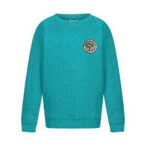 ysgol gymraeg henllan gwisg ysgol school uniform jade green sweatshirt jumper with logo