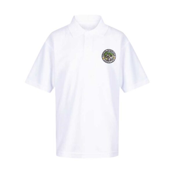 ysgol gymraeg henllan gwisg ysgol school uniform white polo shirt top with logo
