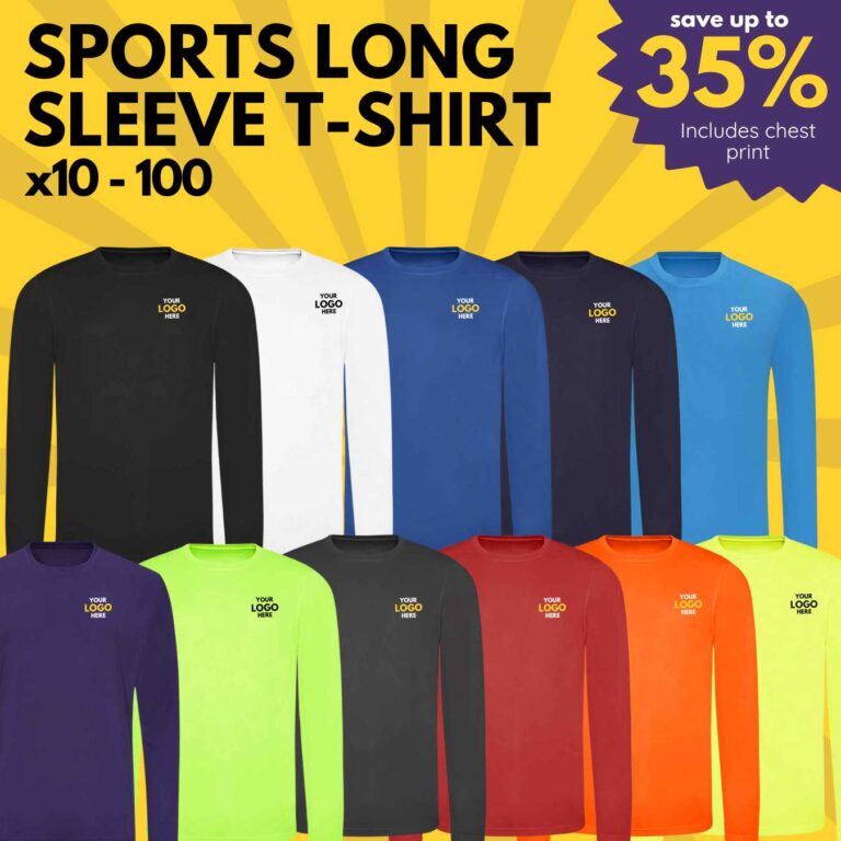 long sleeve wicking sports top t shirt tee bundles team work wear with logo chest loads of colours to choose from club 10