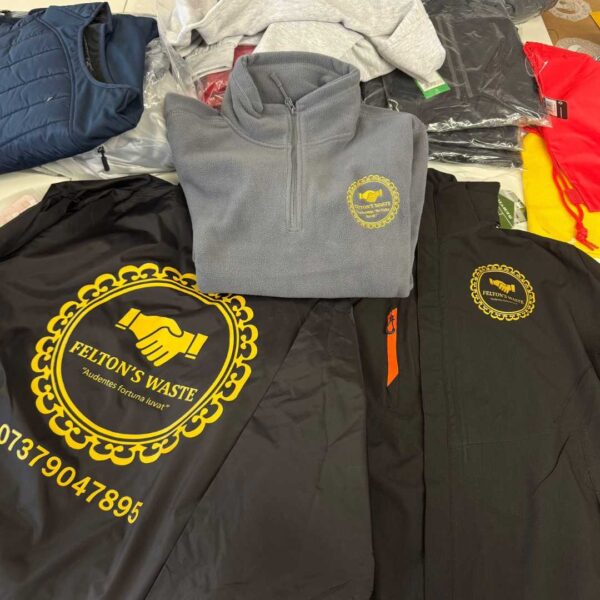 personalised branded business company teamwear workwear high quality with chest logo embroidery print affordable black fleece fleeces jackets grey black white gold yellow