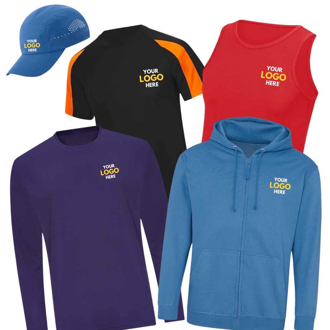personalised branded business team sports wear with logo print front back