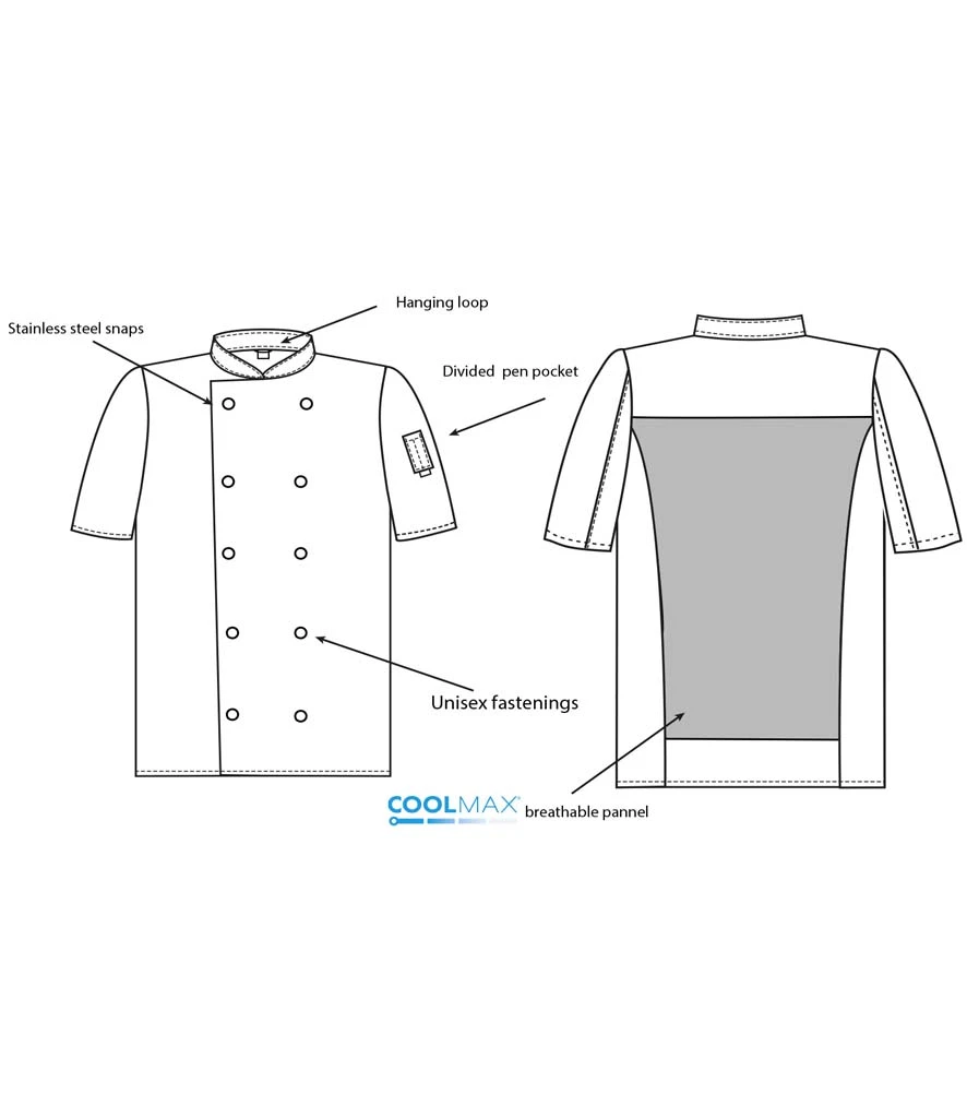 ADC Short Sleeve Coolmax® Chef's Jacket - Image 2